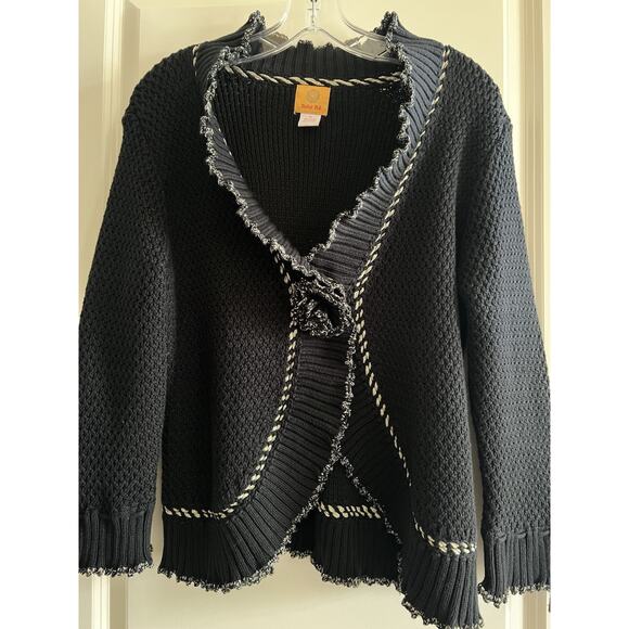 Ruby Road Sweater Cardigan-Women's Large/ Ex-Large- Black w/ Gold Trim - Picture 1 of 12